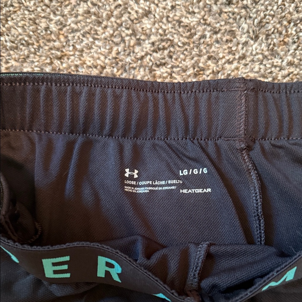 Under Armour Women’s Black Shorts with Teal Trim - Picture 2 of 2